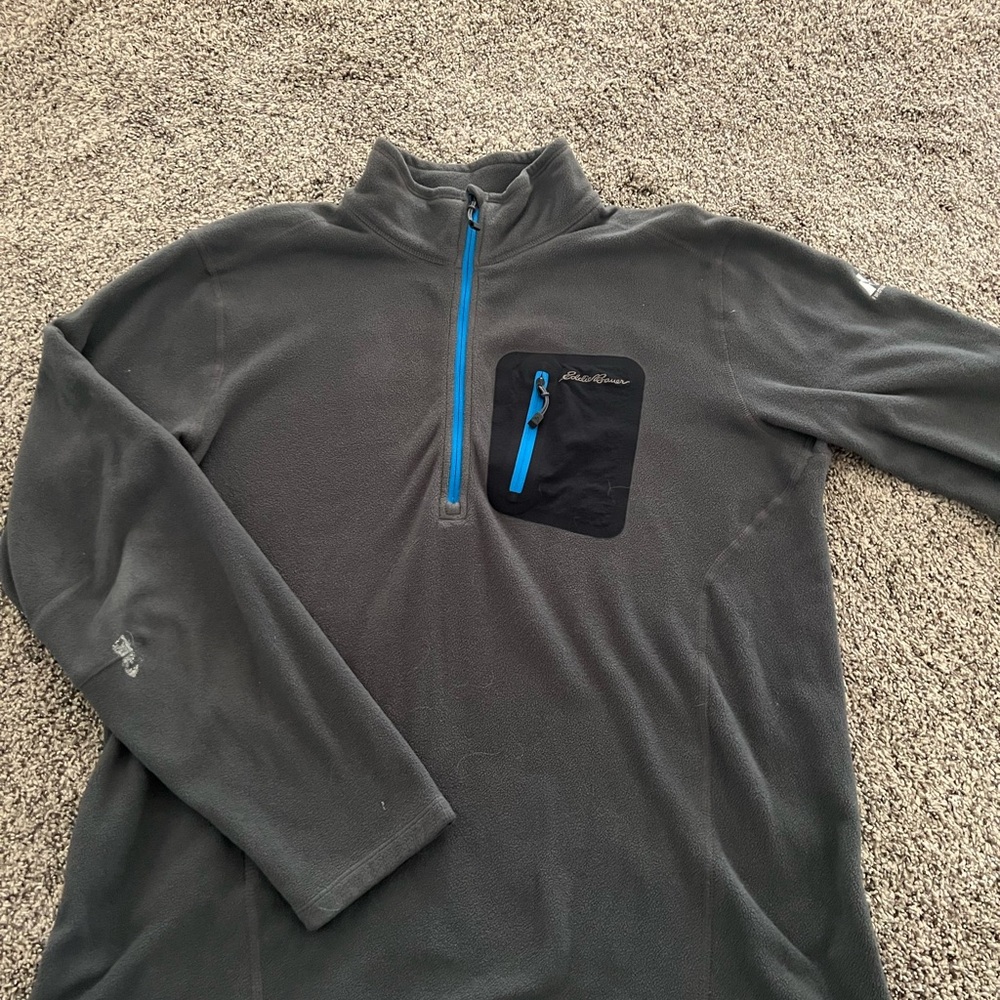 Eddie Bauer Charcoal Fleece with Blue Detail